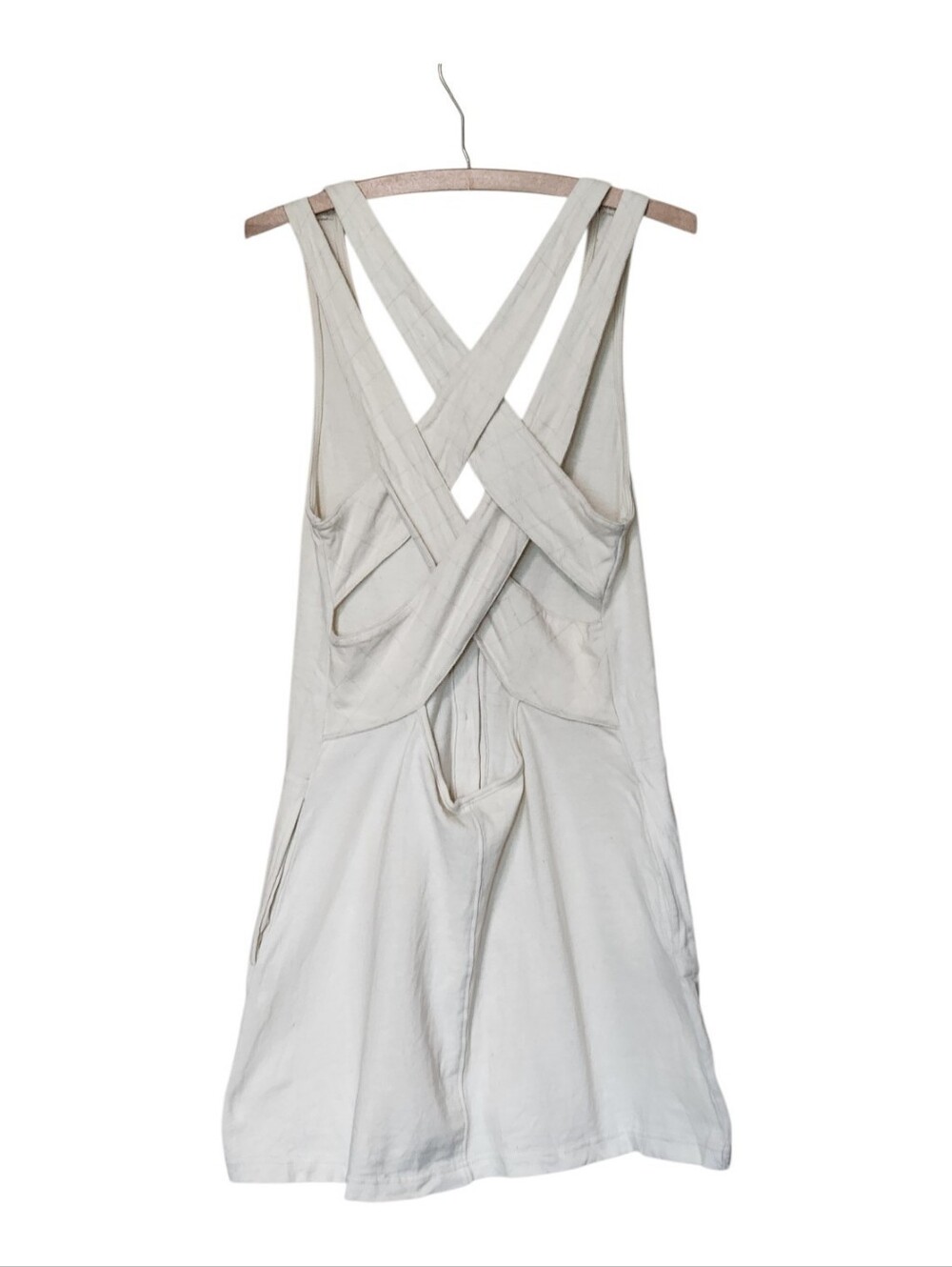 Free People Beach Mini Dress Low Cut Strappy Back Cream Medium - Picture 7 of 9